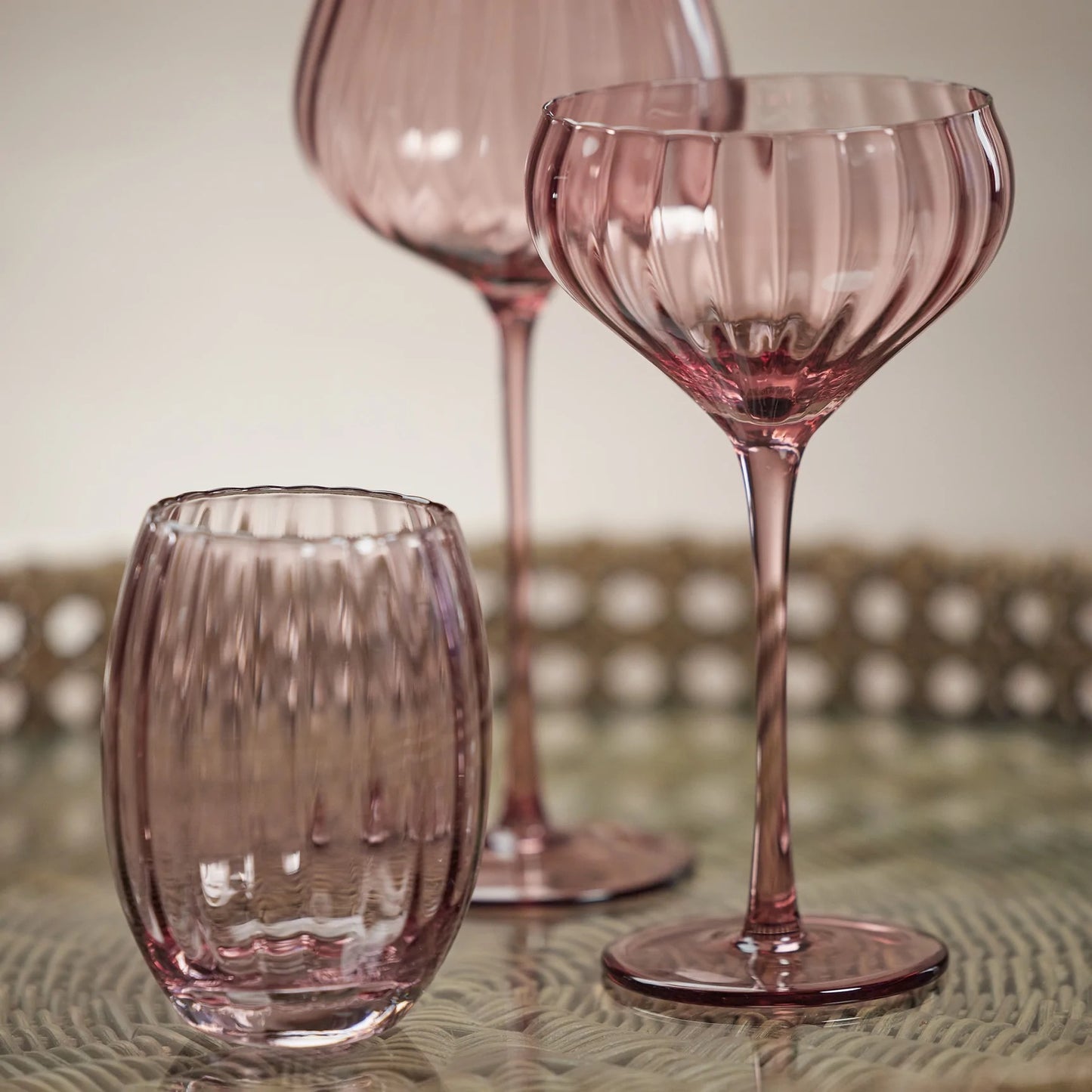 Madeleine Optic Glassware - Pink