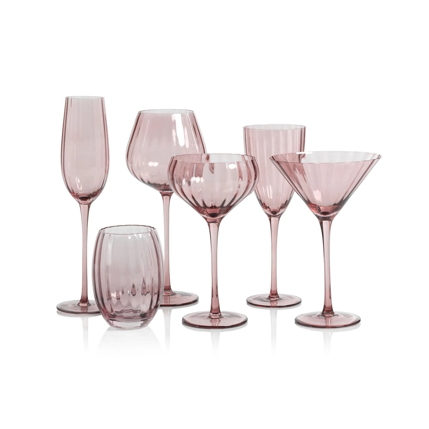 Madeleine Optic Glassware - Pink