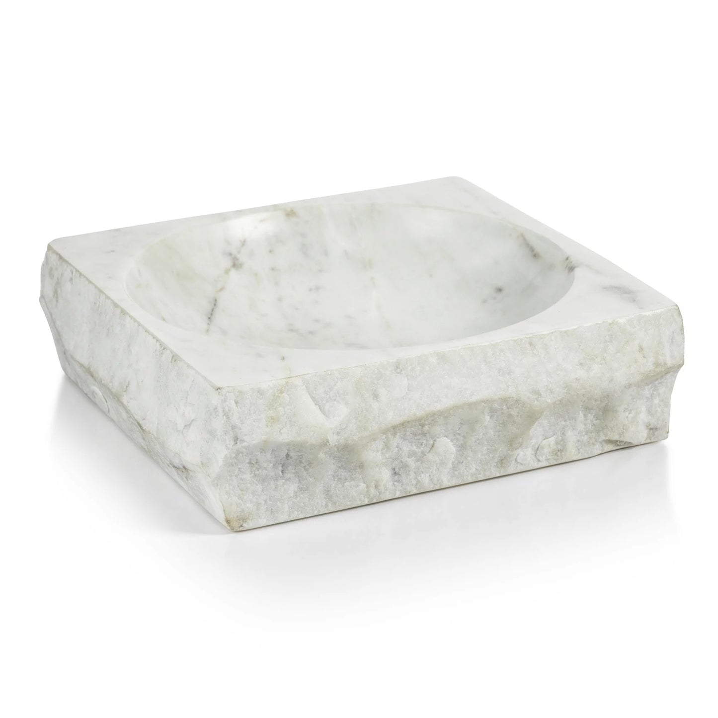 Rock Finish White Marble Square Bowl