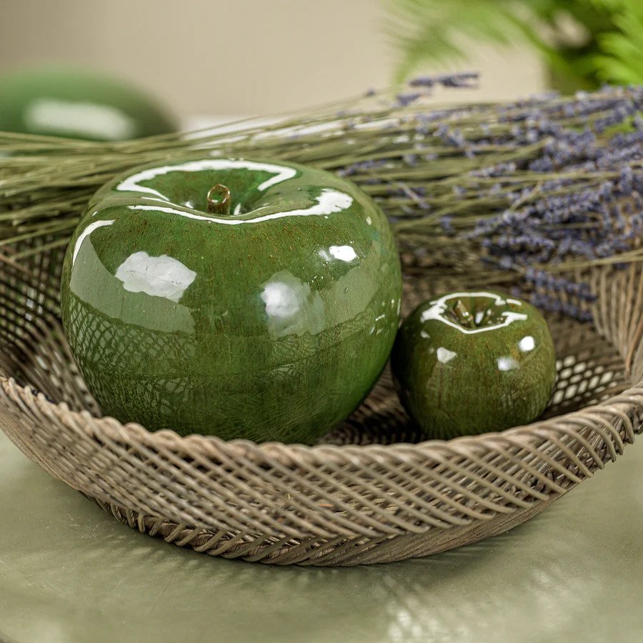 Normandy Green Glazed Stoneware Decorative Apple