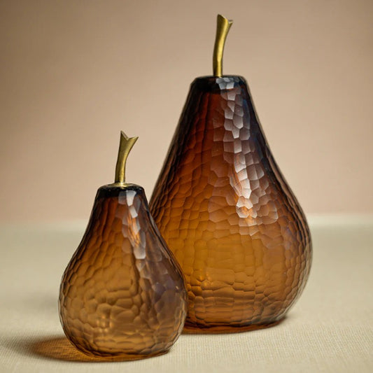Decorative Amber Cut Glass Pear