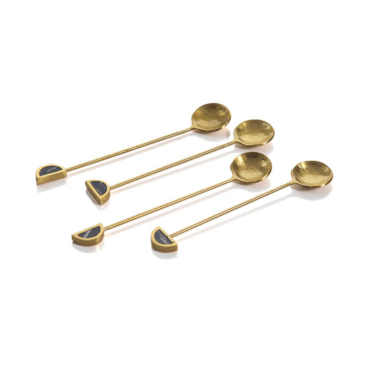 Set of 4 Fez Small Tea Spoons - Gold and Black