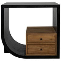 Burton Side Table, Hand Rubbed Black and Teak | Left & Right